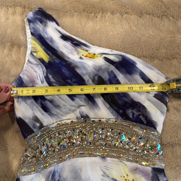 CAMILLE LA VIE Gown Prom One Shoulder Purple Yellow Beaded Floral Dress 2P - Picture 10 of 11